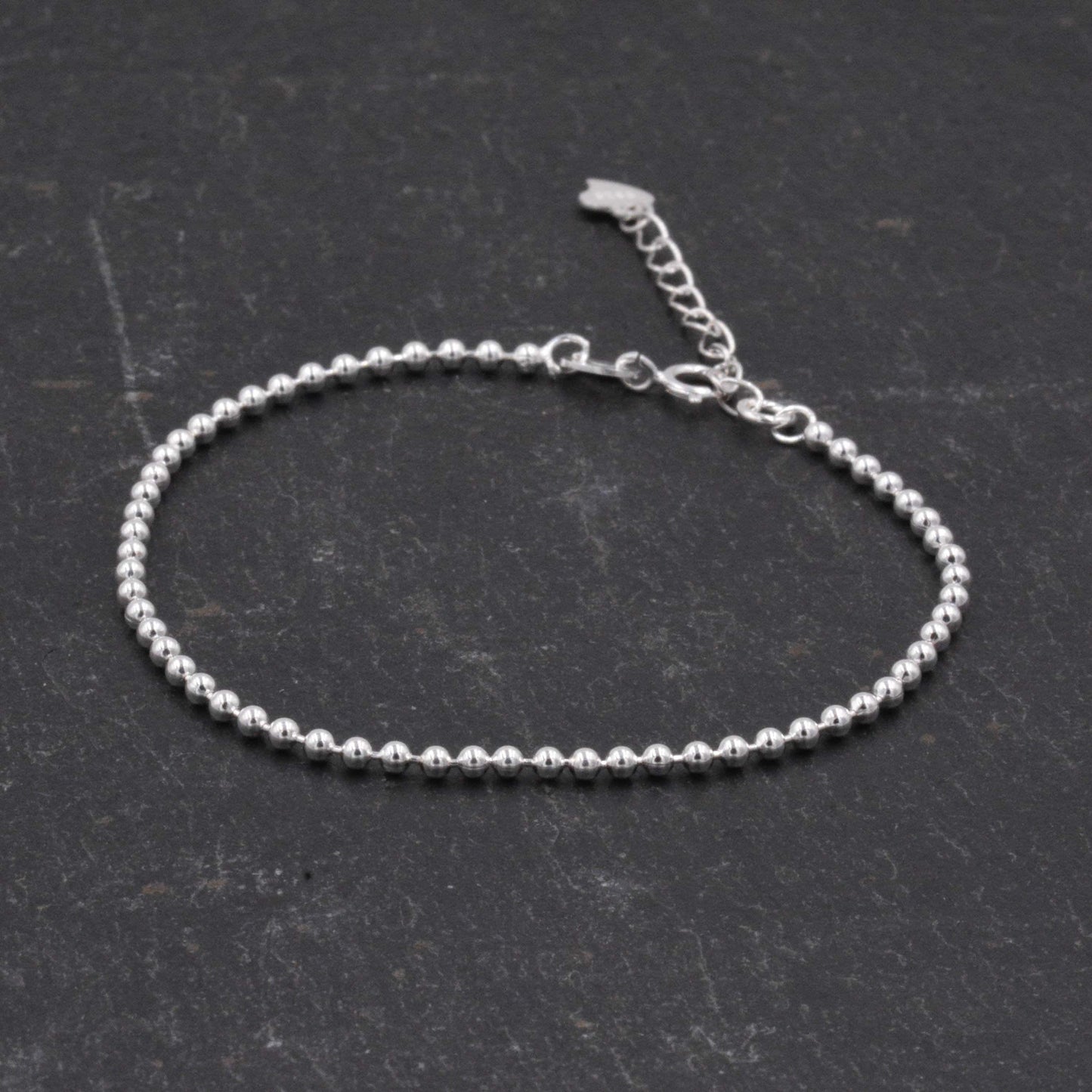 Sterling Silver Minimalist Skinny Ball Chain Delicate Bracelet and Anklet with Adjustable Chain, Silver or Gold