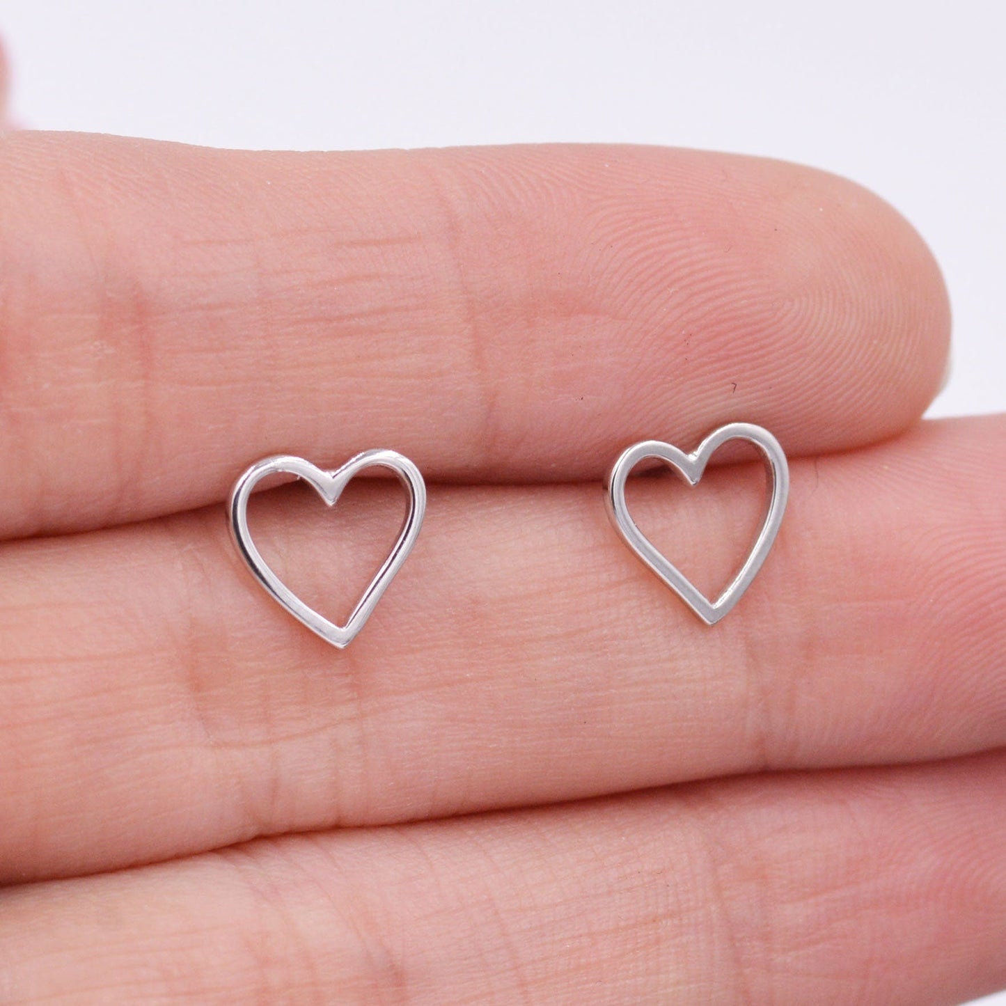 Sterling Silver Open Heart Stud Earrings, Cute, Fun, Minimalist, Simple and Elegant Jewellery