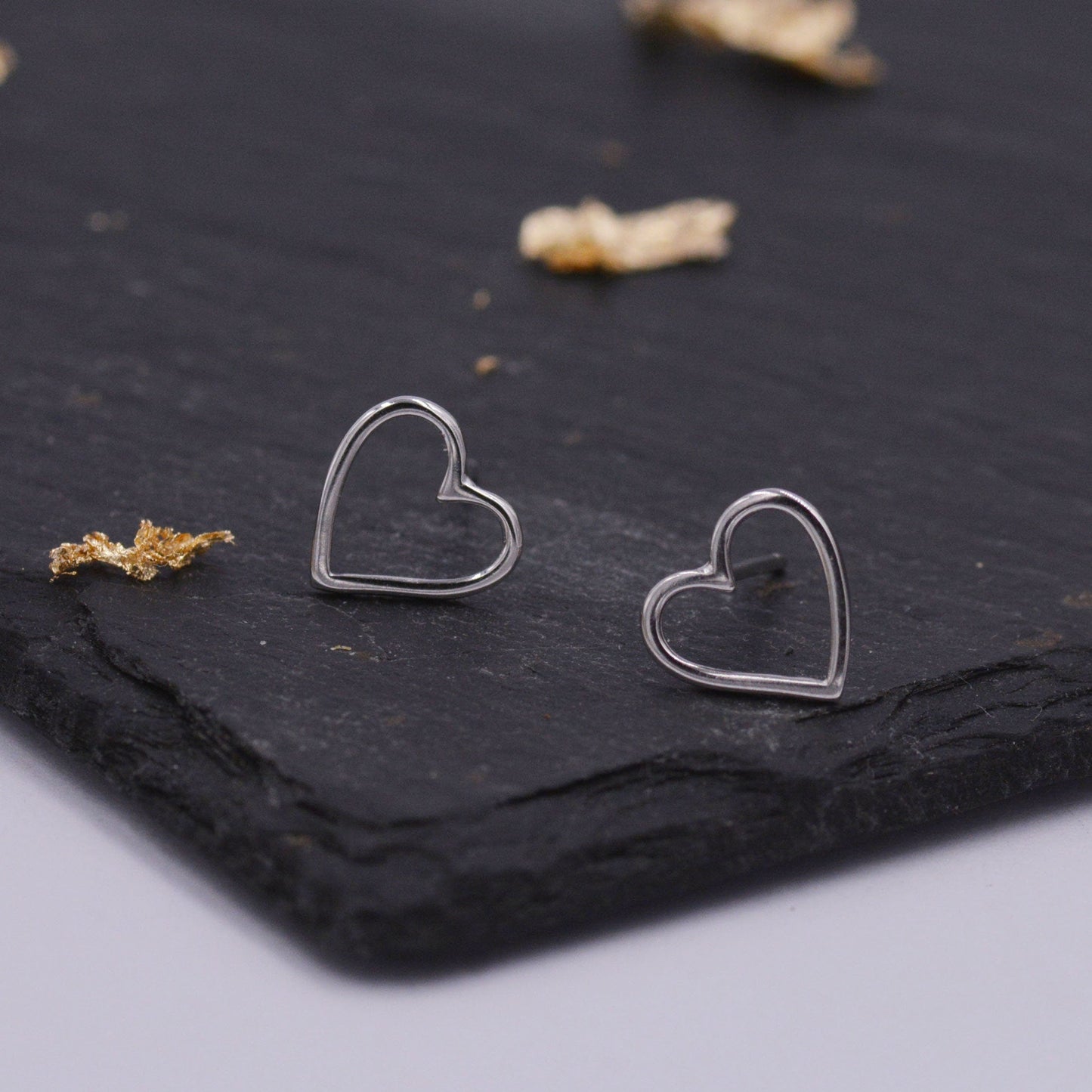 Sterling Silver Open Heart Stud Earrings, Cute, Fun, Minimalist, Simple and Elegant Jewellery