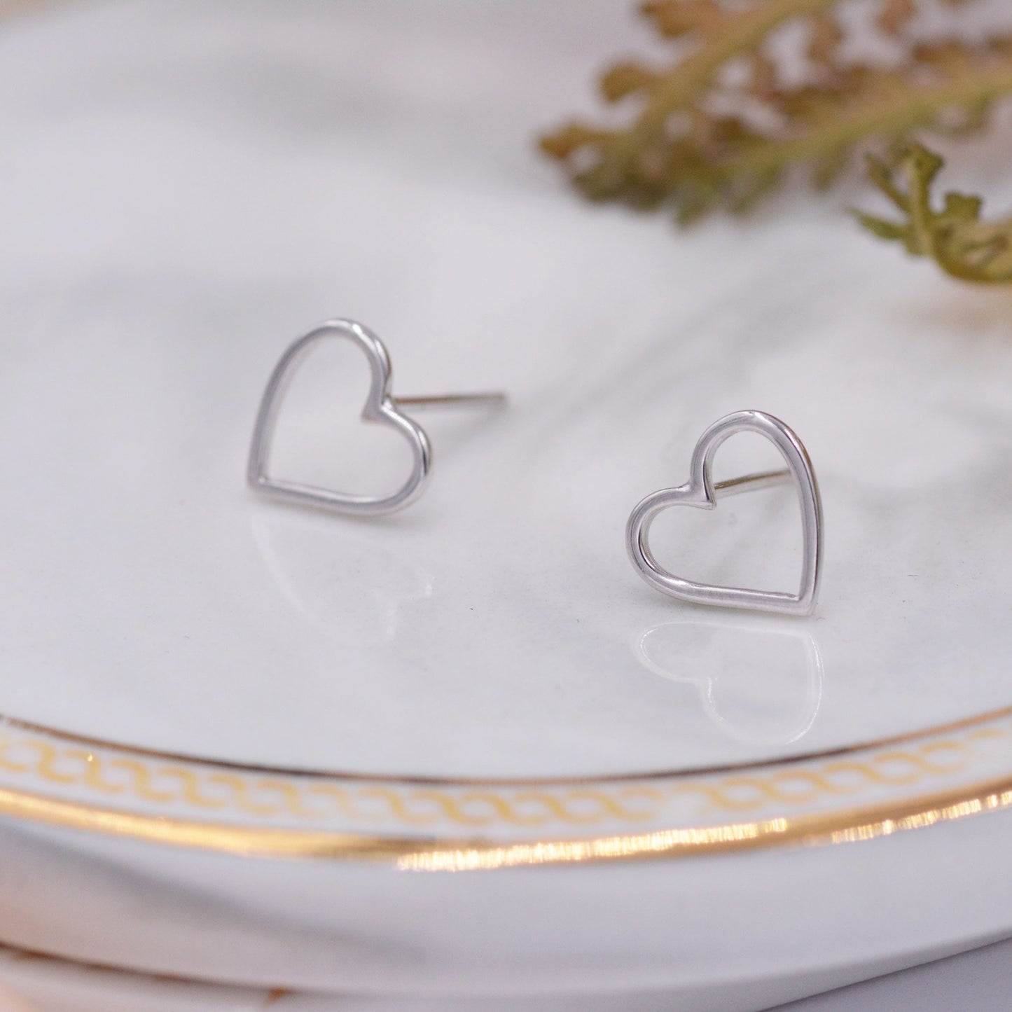 Sterling Silver Open Heart Stud Earrings, Cute, Fun, Minimalist, Simple and Elegant Jewellery