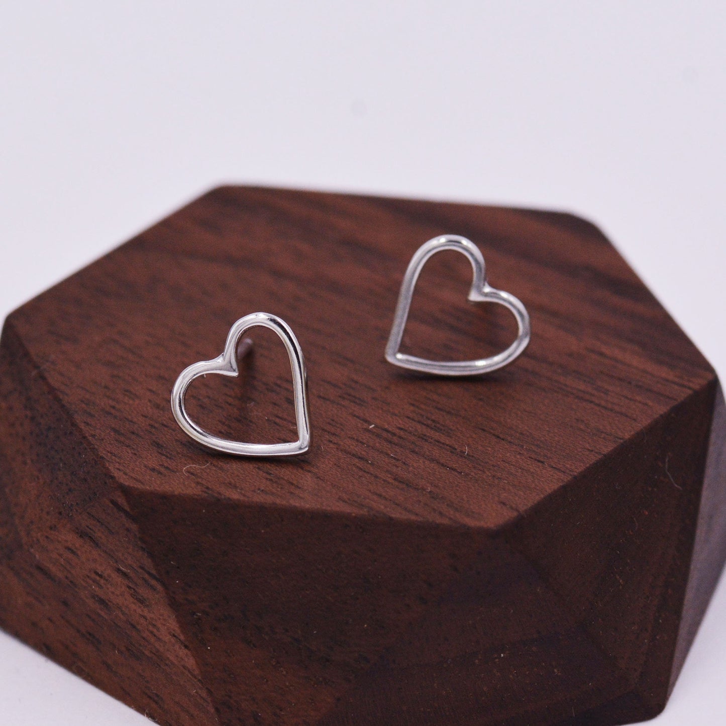 Sterling Silver Open Heart Stud Earrings, Cute, Fun, Minimalist, Simple and Elegant Jewellery