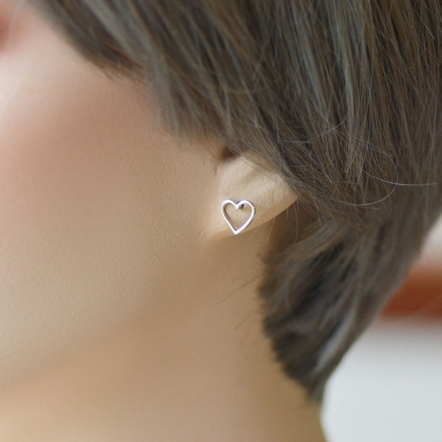 Sterling Silver Open Heart Stud Earrings, Cute, Fun, Minimalist, Simple and Elegant Jewellery