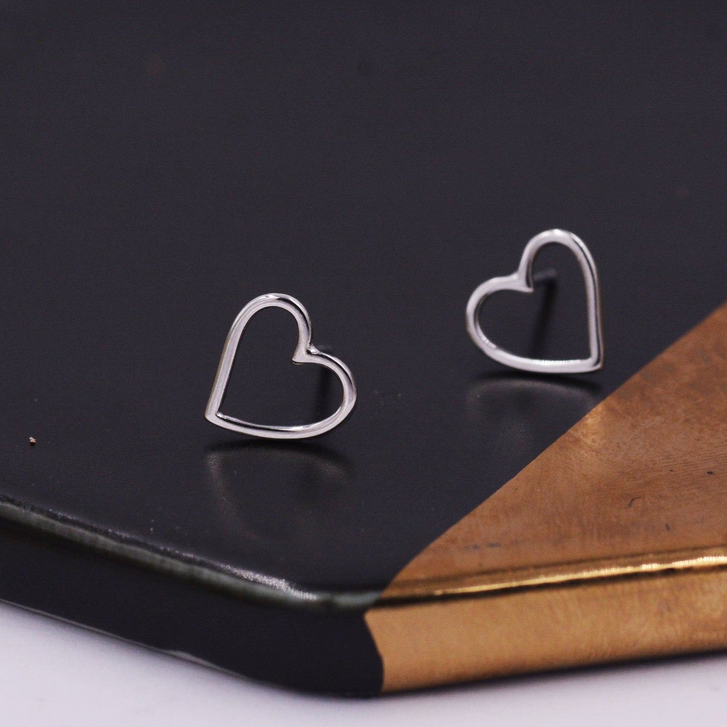 Sterling Silver Open Heart Stud Earrings, Cute, Fun, Minimalist, Simple and Elegant Jewellery