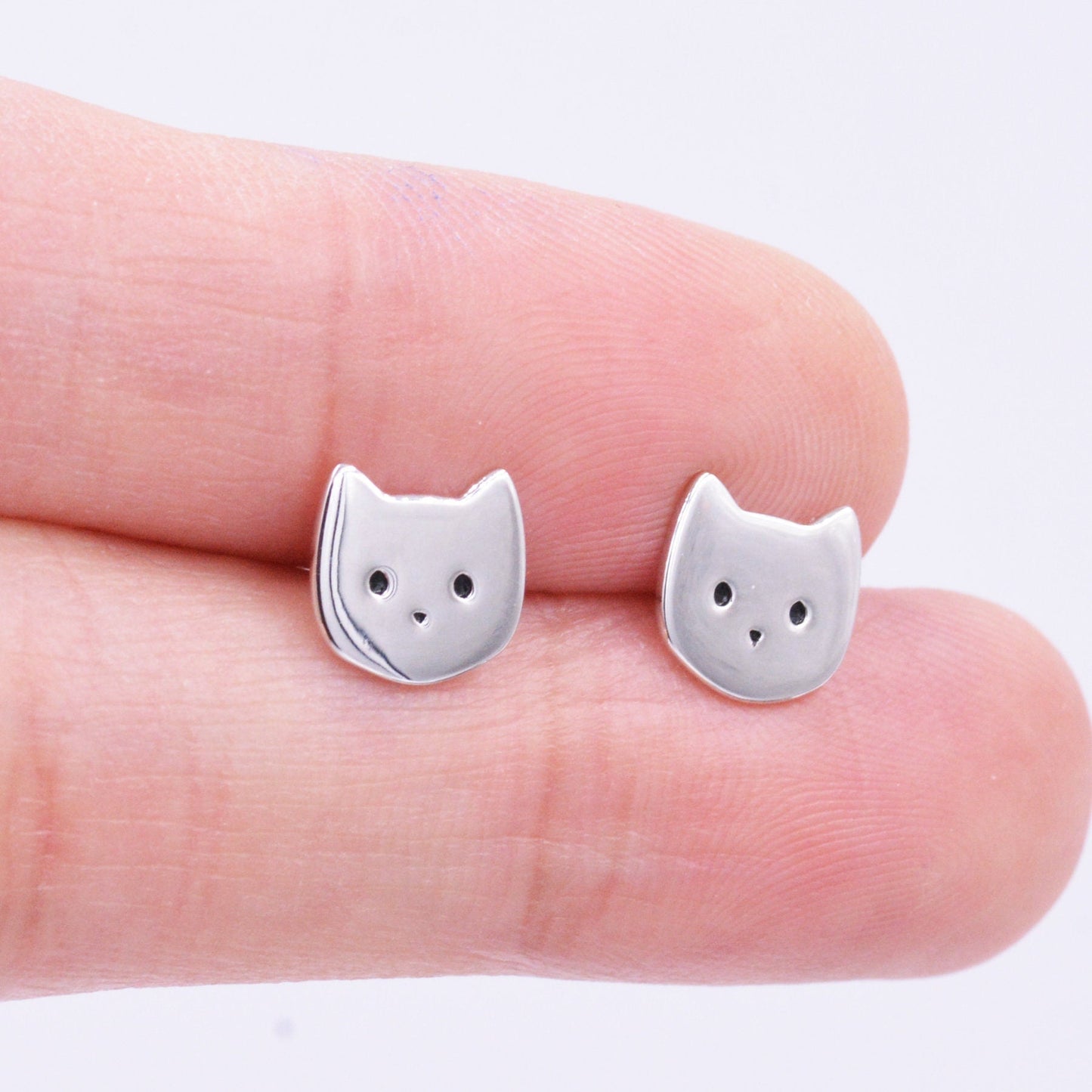 Sterling Silver Super Cute Kitty Cat Stud Earrings, Cat Lady Earrings, Fun and Quirky Animal Lover,  Cat Earrings