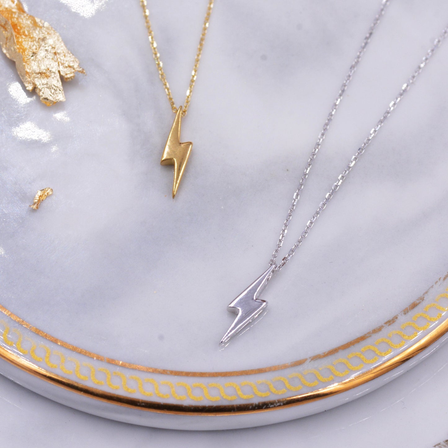 Sterling Silver Tiny Little Lightning Bolt Pendant Necklace,  Gold or Silver, Tiny and Delicate