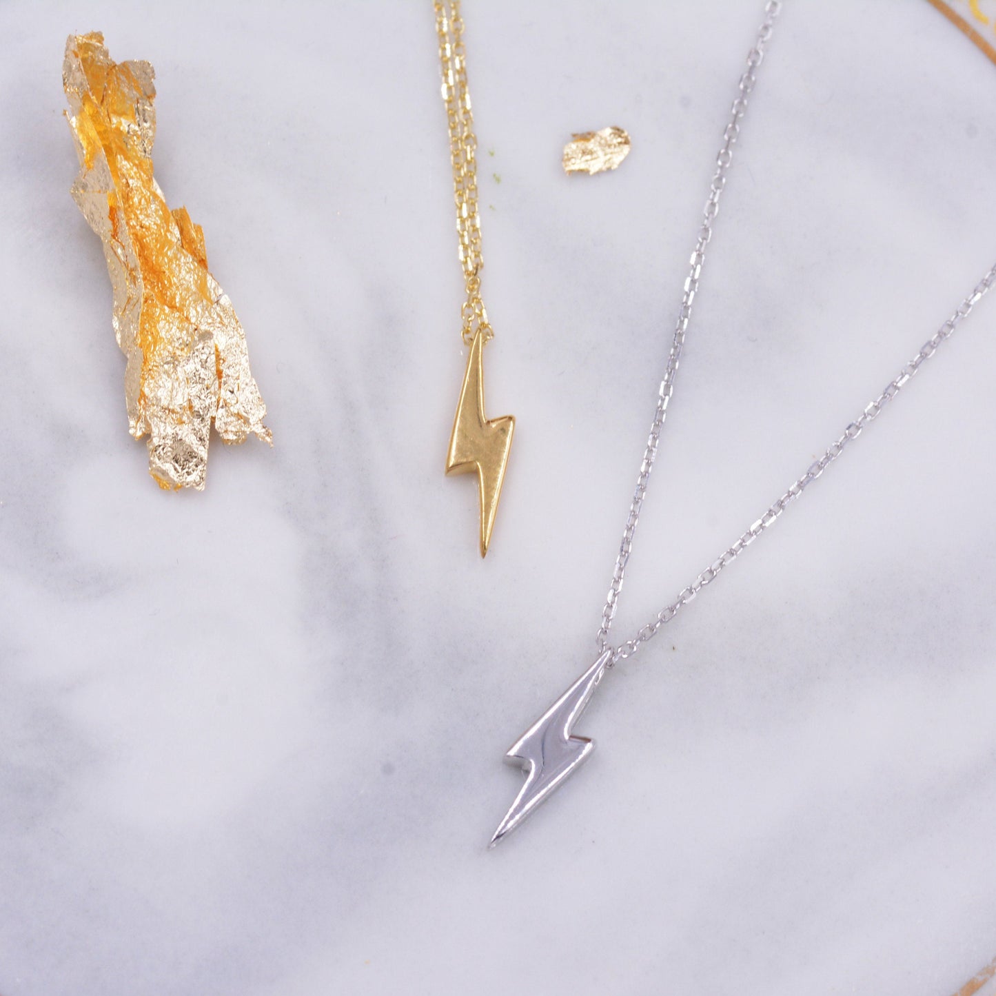 Sterling Silver Tiny Little Lightning Bolt Pendant Necklace,  Gold or Silver, Tiny and Delicate