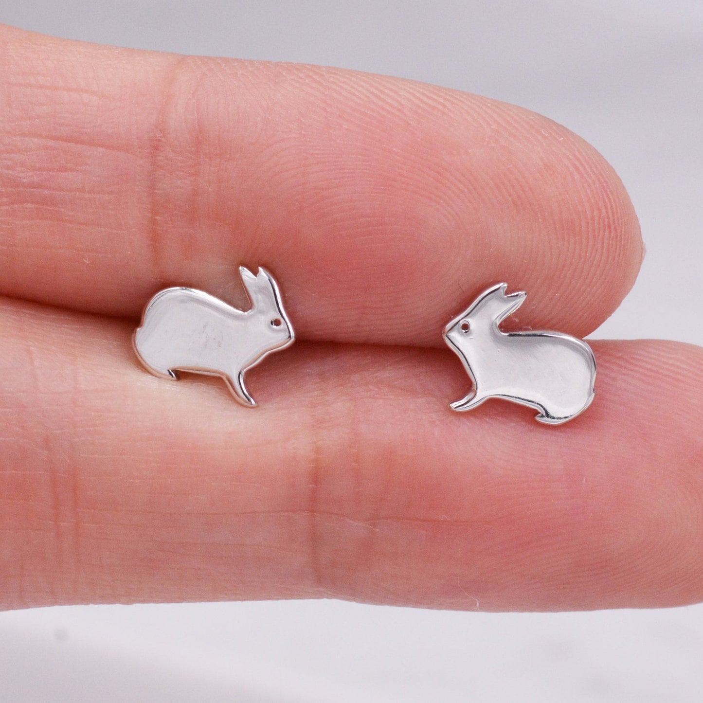 Sterling Silver Bunny Rabbit Stud Earrings, Cute and Quirky Jewellery, Nature, Animal Earrings