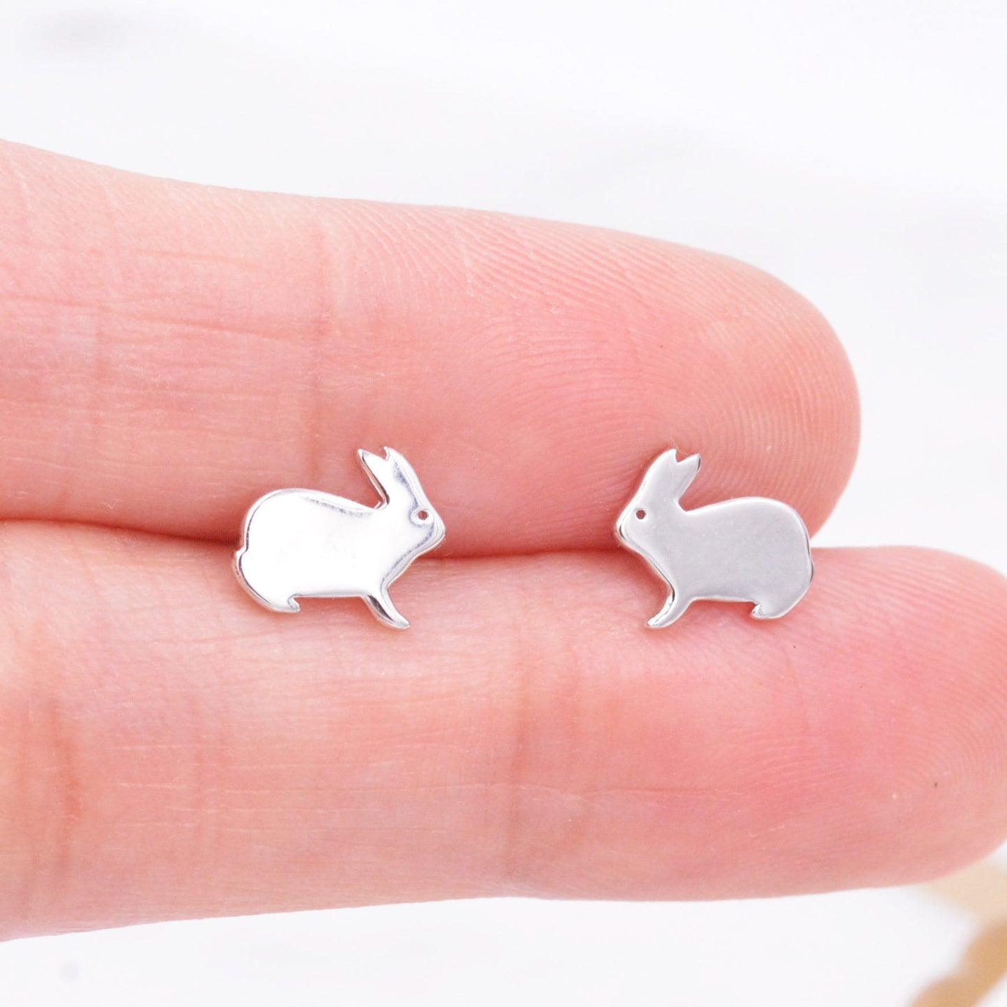 Sterling Silver Bunny Rabbit Stud Earrings, Cute and Quirky Jewellery, Nature, Animal Earrings