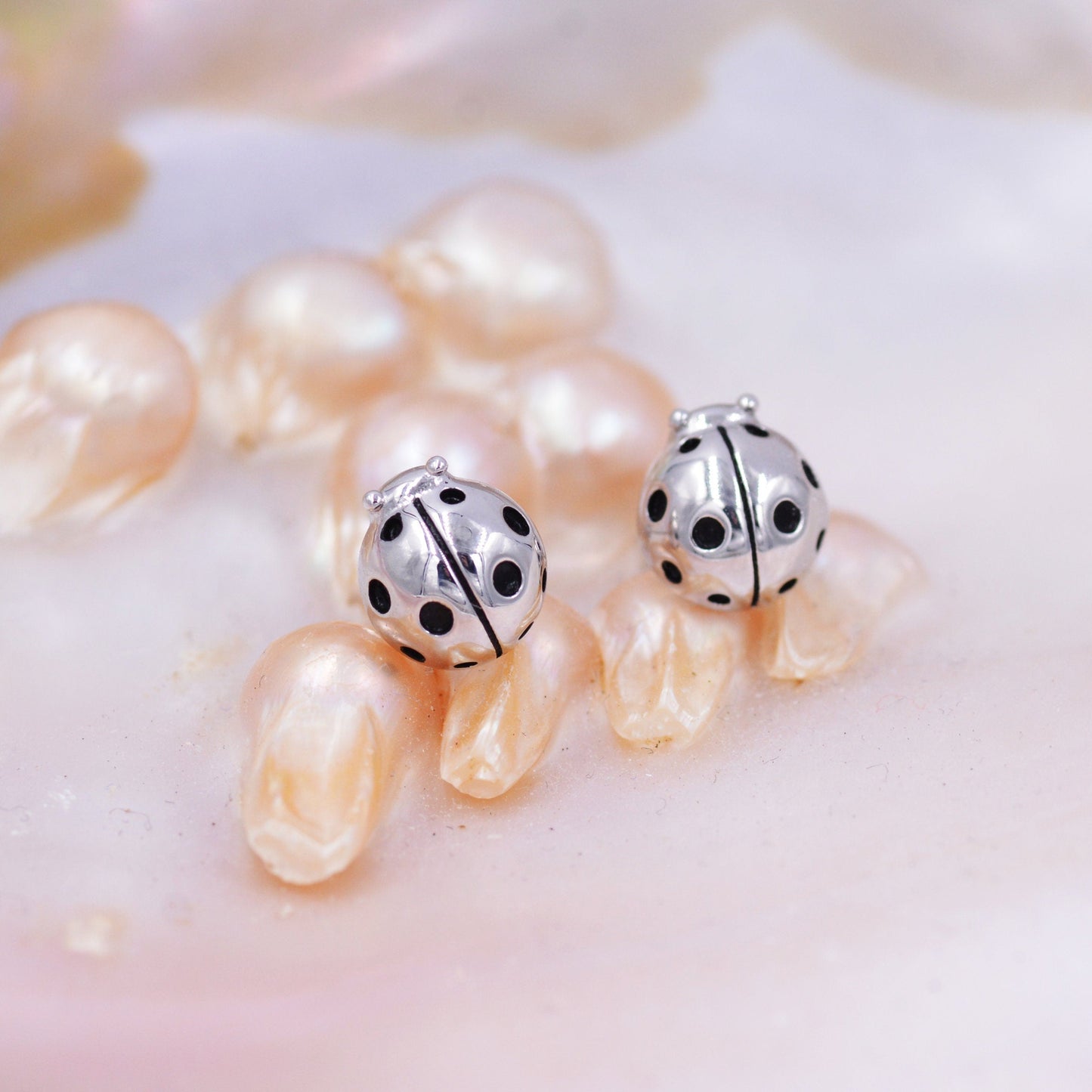 Sterling Silver Ladybird Stud Earrings, Animal Earrings, Cute and Quirky Q13