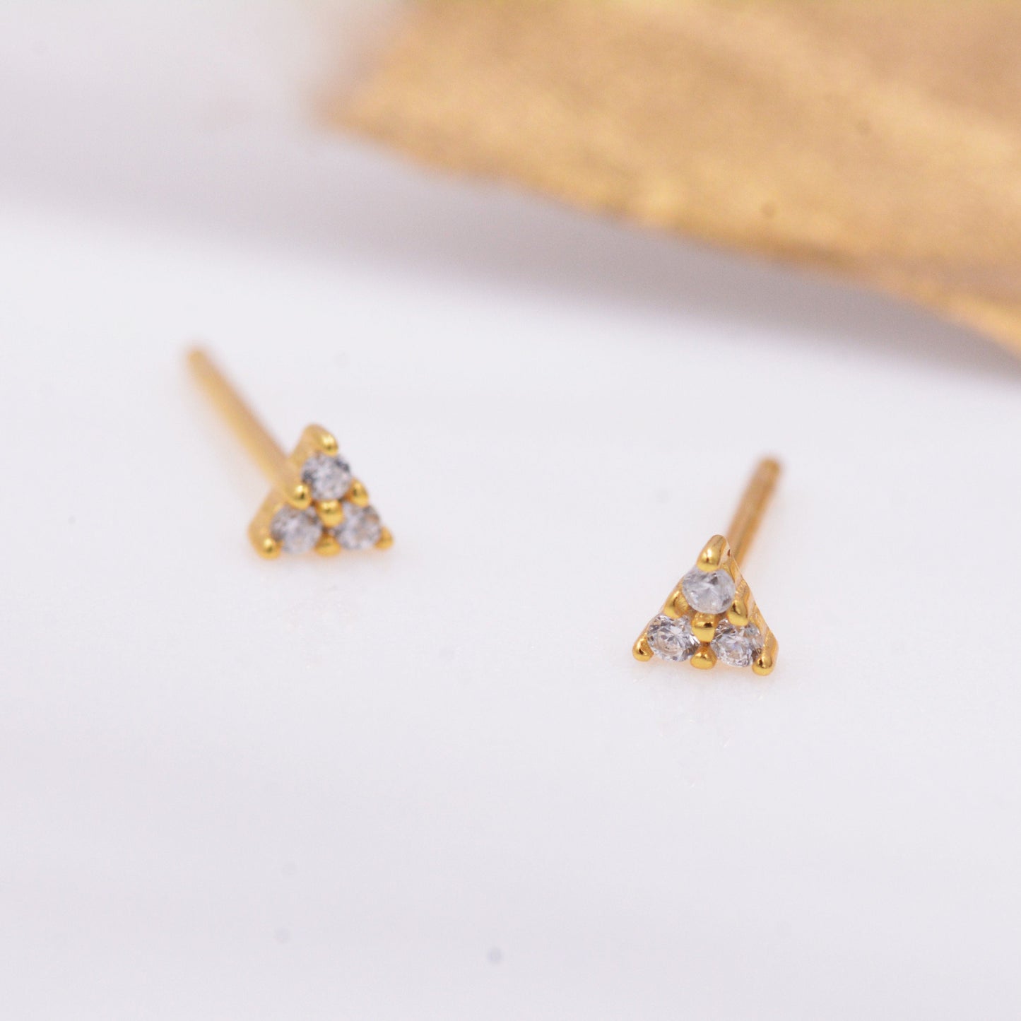 Three CZ Crystal Tiny Stud Earrings in Sterling Silver, Trinity Stud, Three Ball Stacking Earrings, Ear Stacks, Extra Tiny, Triple CZ