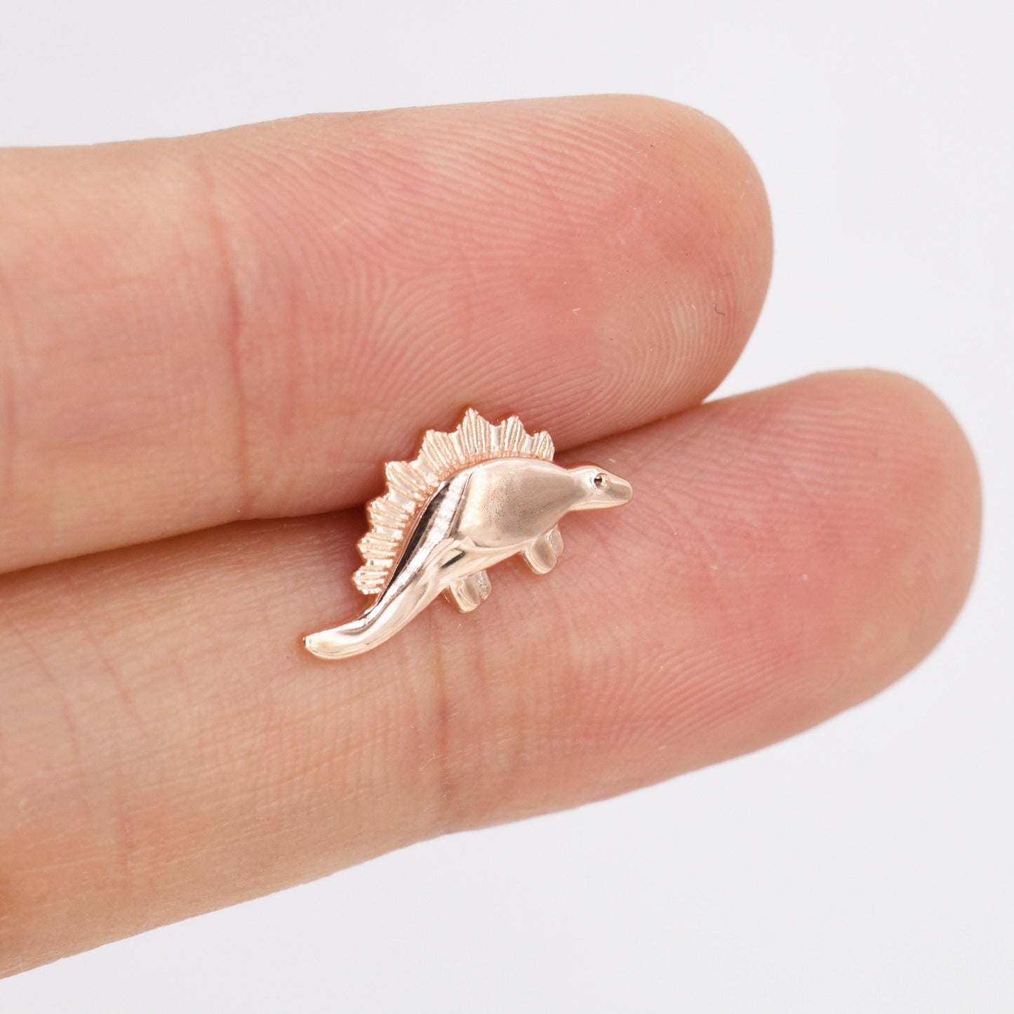 Super Cute Little  Stegosaurus Dinosaur Stud Earrings in Sterling Silver