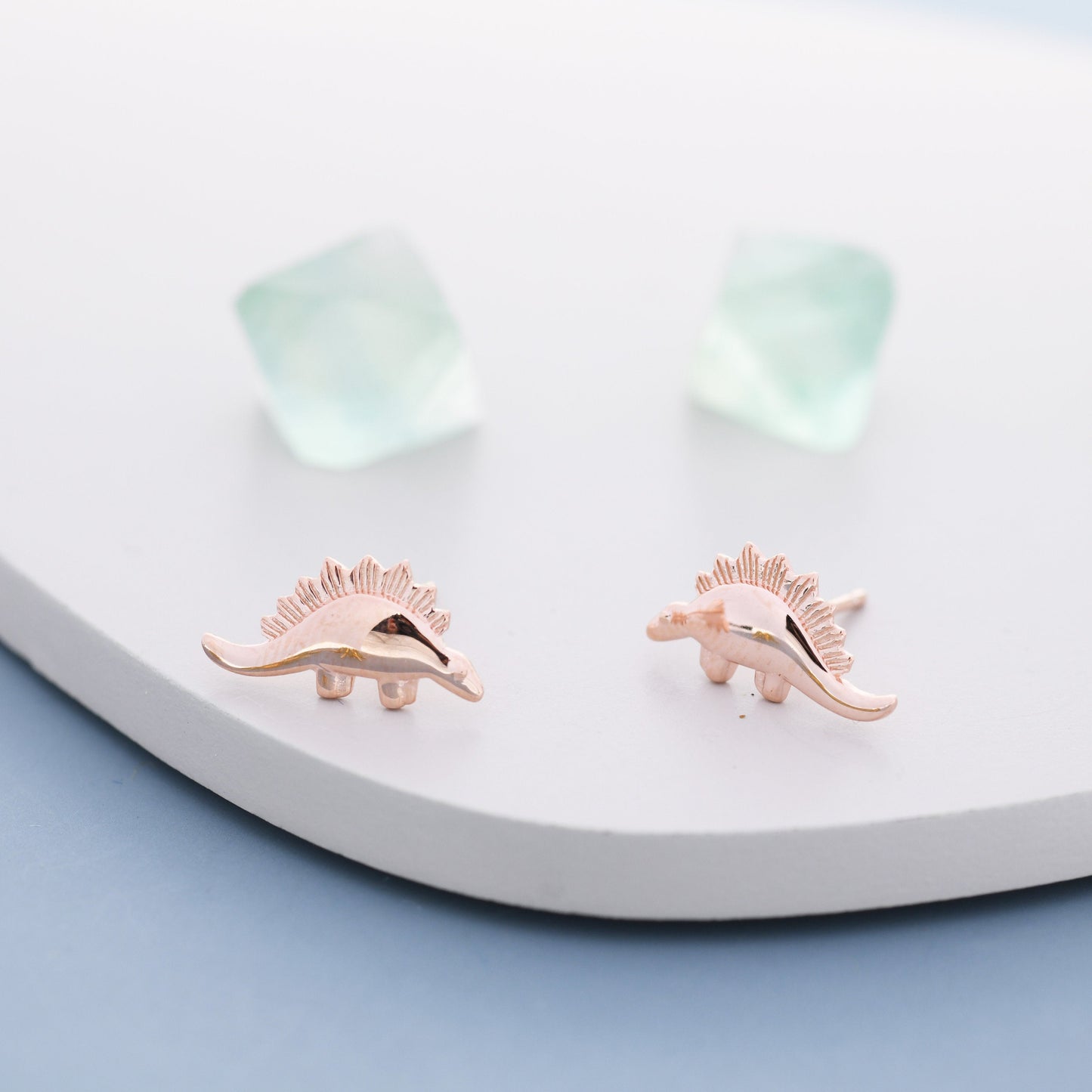 Super Cute Little  Stegosaurus Dinosaur Stud Earrings in Sterling Silver