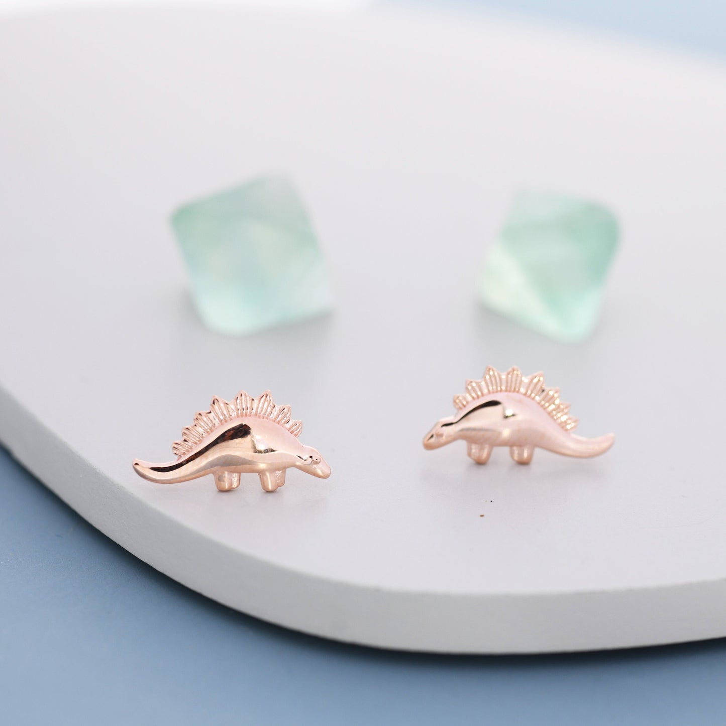 Super Cute Little  Stegosaurus Dinosaur Stud Earrings in Sterling Silver