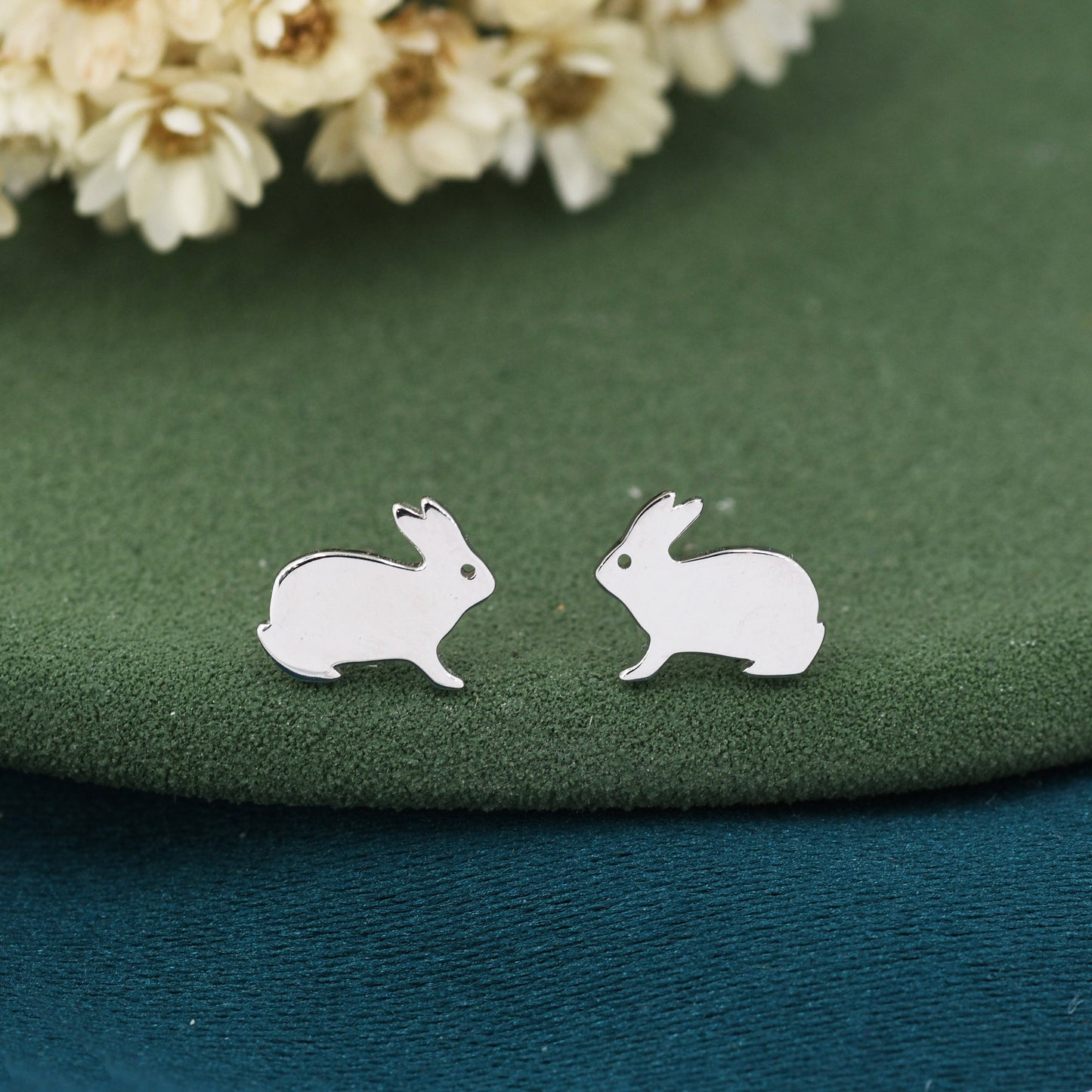 Sterling Silver Bunny Rabbit Stud Earrings, Cute and Quirky Jewellery, Nature, Animal Earrings