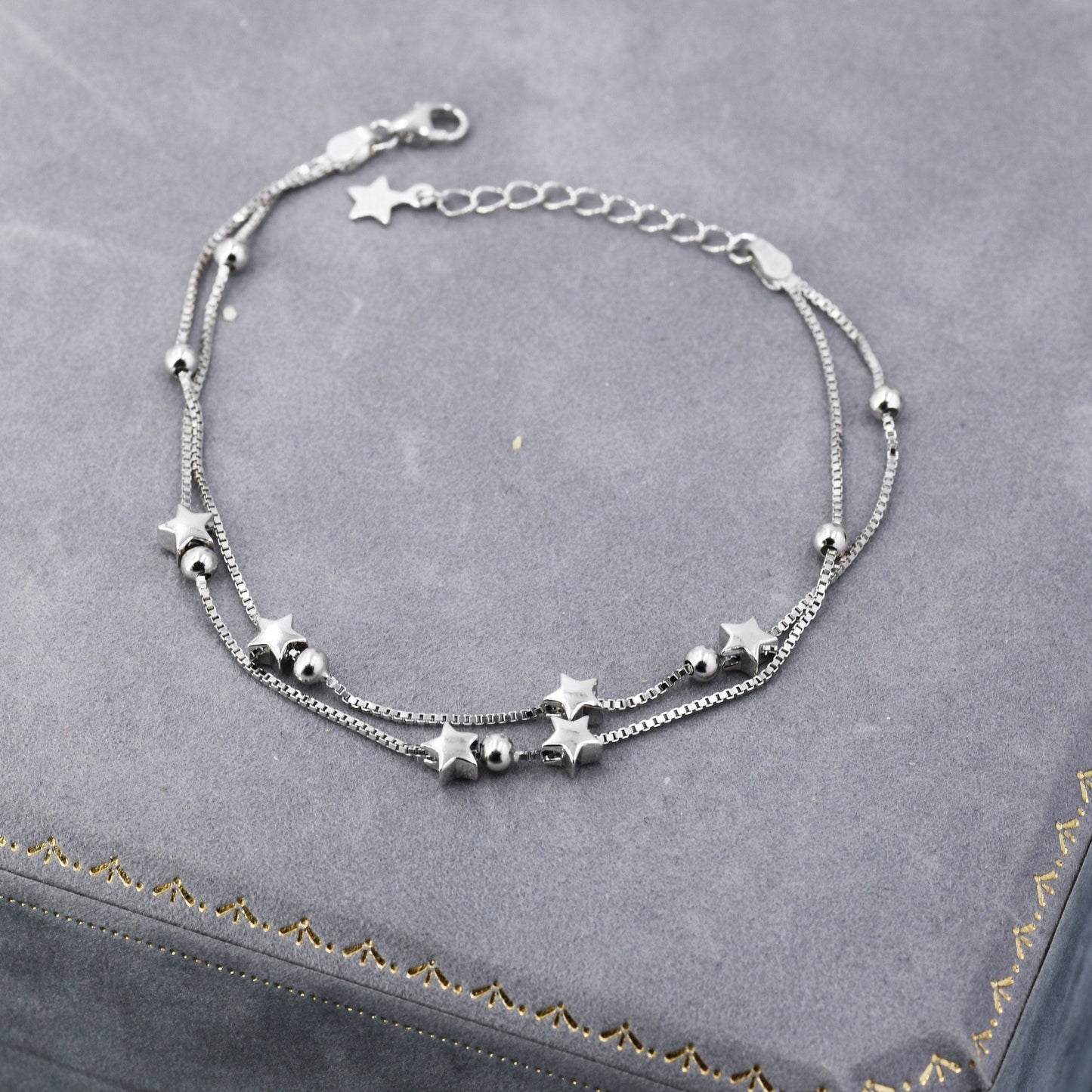 Sterling Silver Tiny Little Twinkle Stars Charm Bracelet, Anklet or Necklace - Adjustable - Sweet, Cute and Whimsical jewellery