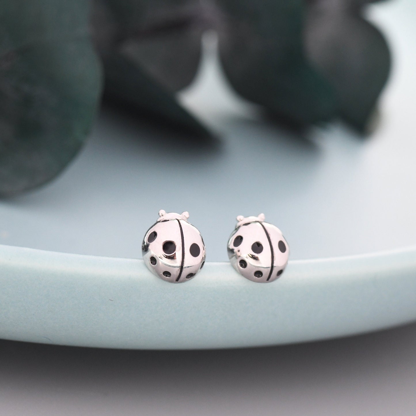 Sterling Silver Ladybird Stud Earrings, Animal Earrings, Cute and Quirky Q13