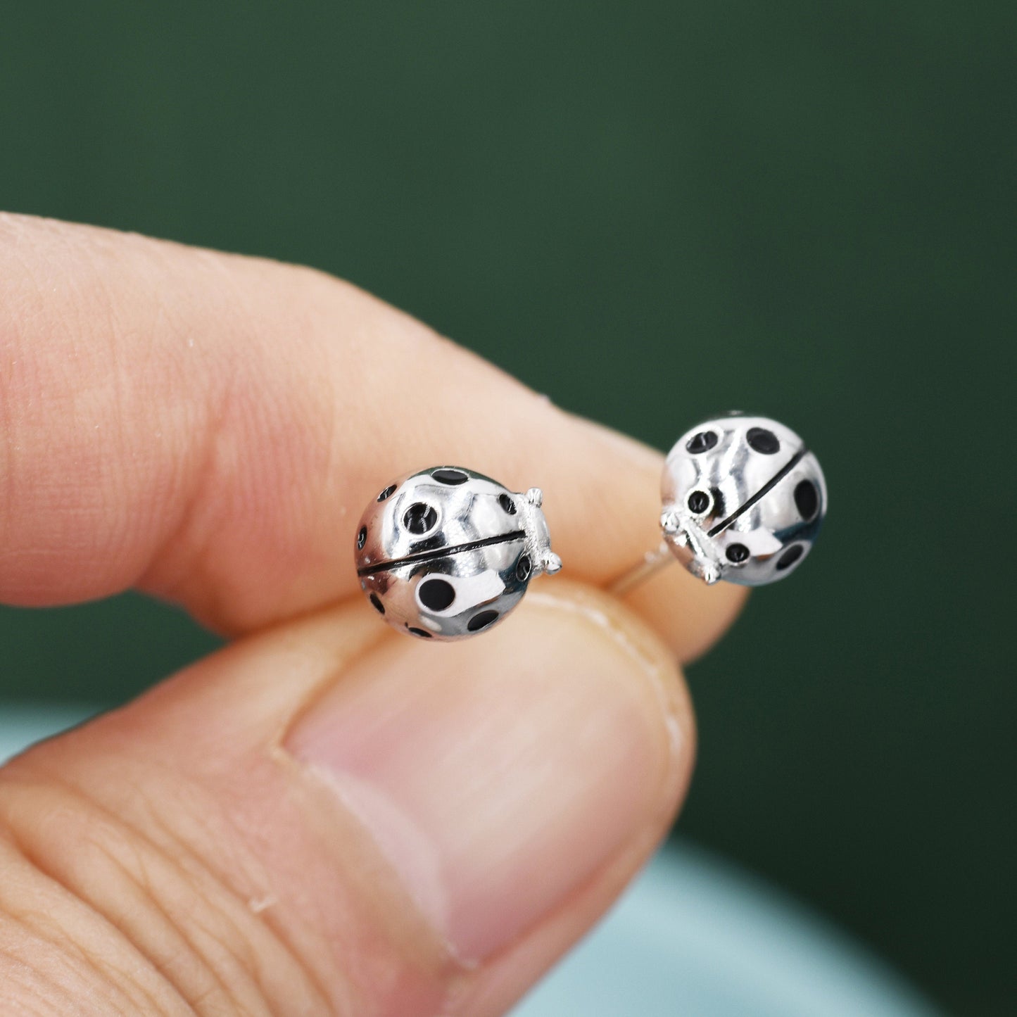 Sterling Silver Ladybird Stud Earrings, Animal Earrings, Cute and Quirky Q13