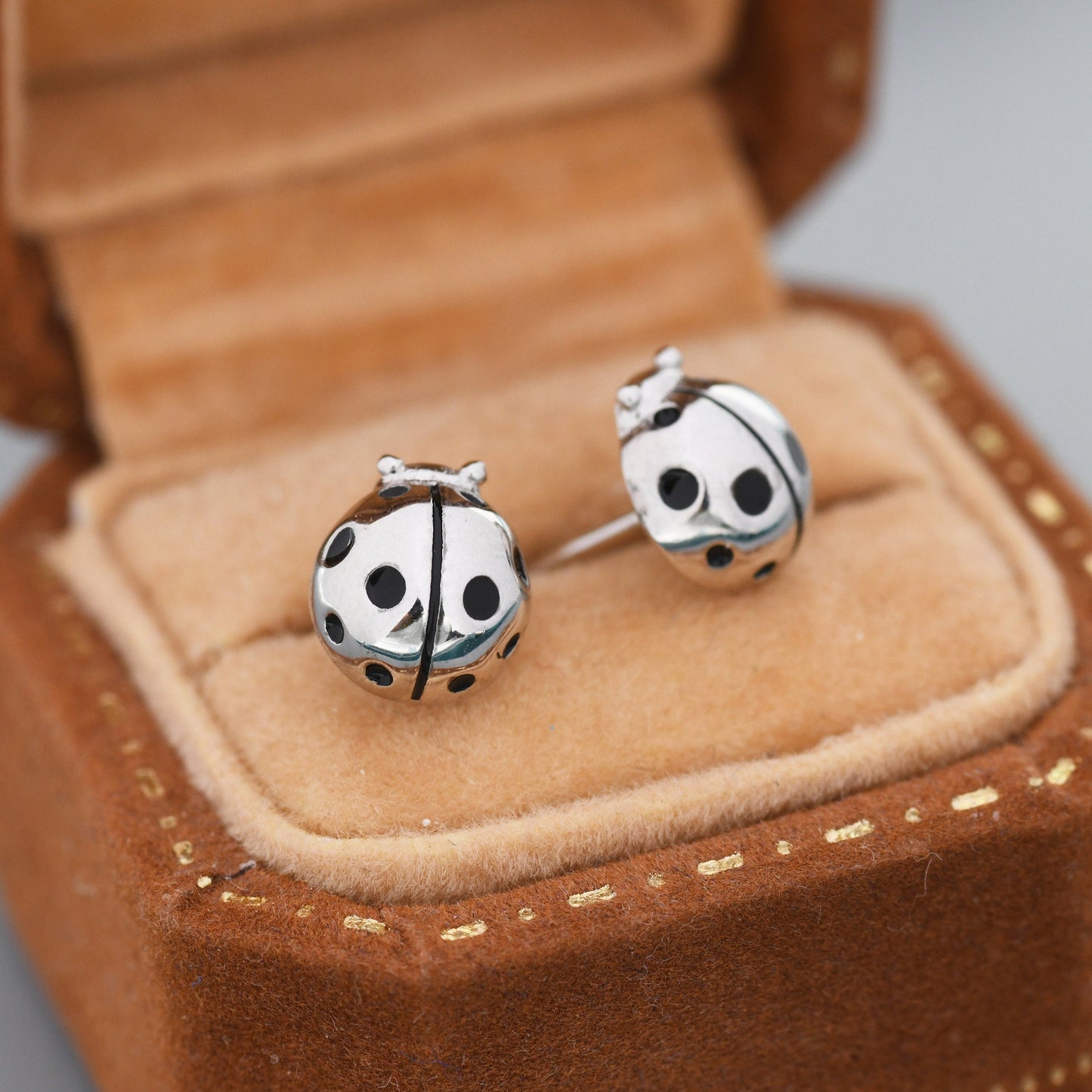 Sterling Silver Ladybird Stud Earrings, Animal Earrings, Cute and Quirky Q13